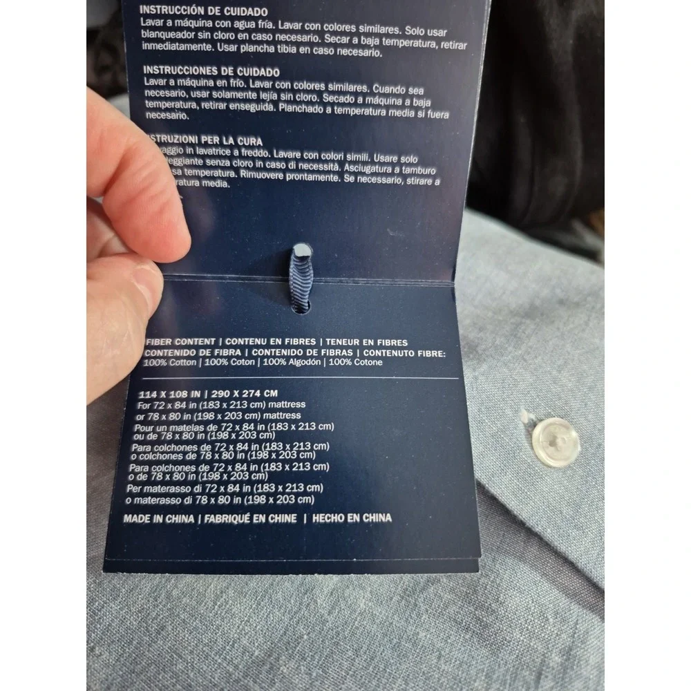 Ralph Lauren Workshirt Chambray King Flat Sheet Blue Luxury Bedding 114x108 NEW